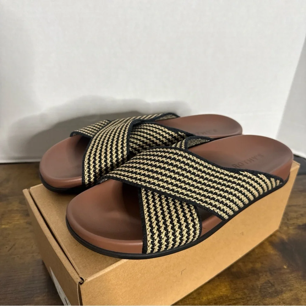 Rothy’s Women’s Sandals The Weekend Slide Toffee Stripe Size 6/12 NEW - Picture 3 of 7